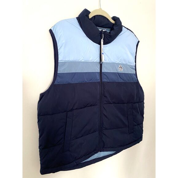 NWT Original Penguin Color Block Lightweight Puffer Vest Blue Pockets Sz XL - Picture 12 of 13